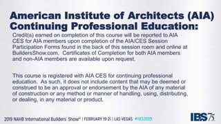 American Institute of Architects (AIA)
Continuing Professional Education:
Credit(s) earned on completion of this course wi...