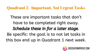 Task For Next Week Use the Eisenhower Decision Matrix for Maximum Productivity | PDF