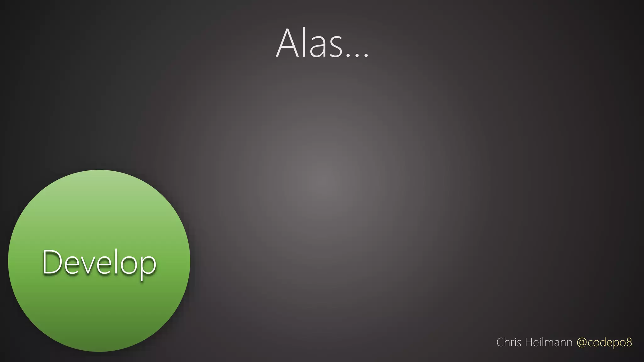 Develop
Alas…
Chris Heilmann @codepo8
 