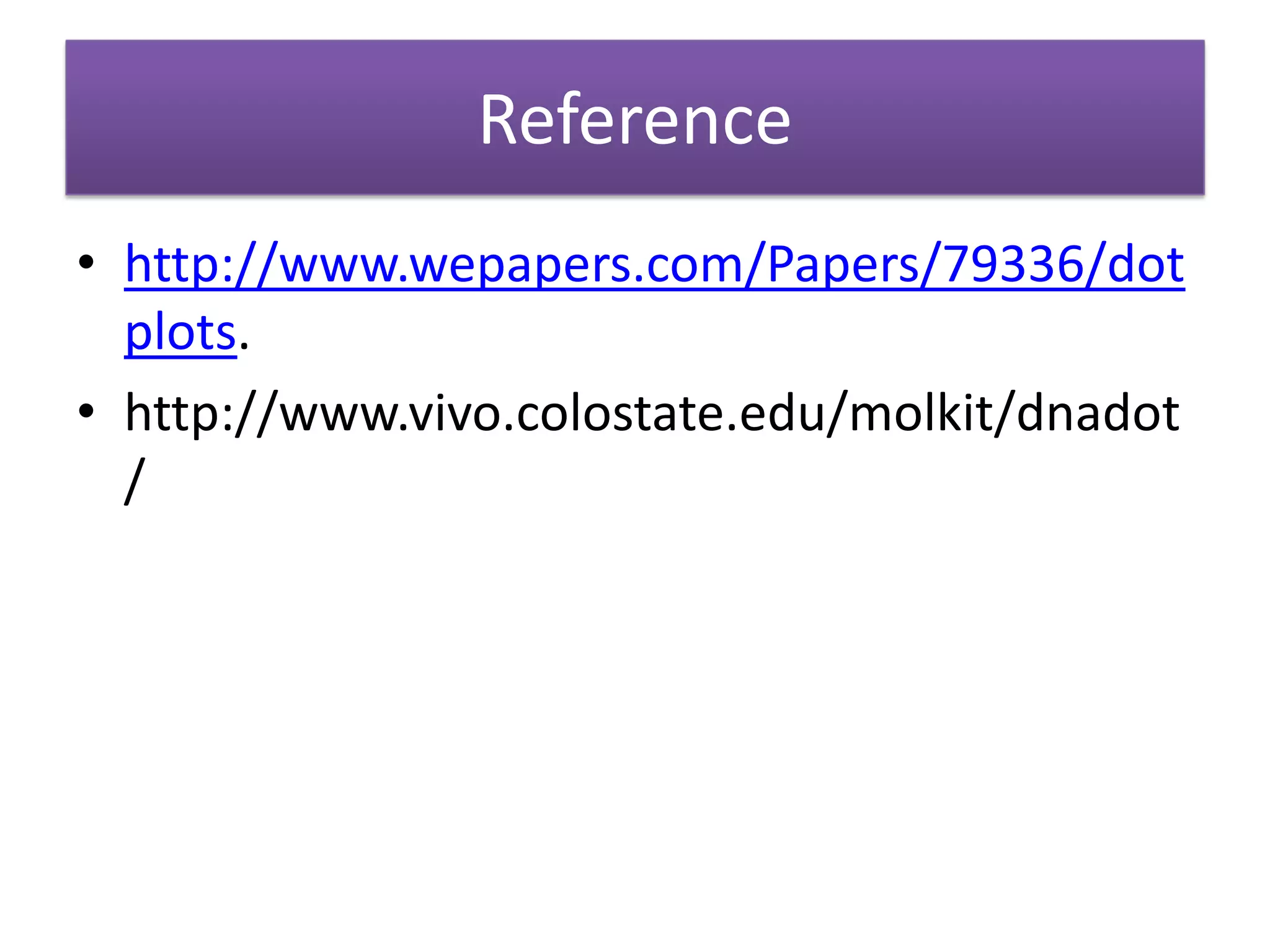 Reference
• http://www.wepapers.com/Papers/79336/dot
plots.
• http://www.vivo.colostate.edu/molkit/dnadot
/
 