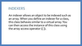 Properties and indexers in C# | PPT