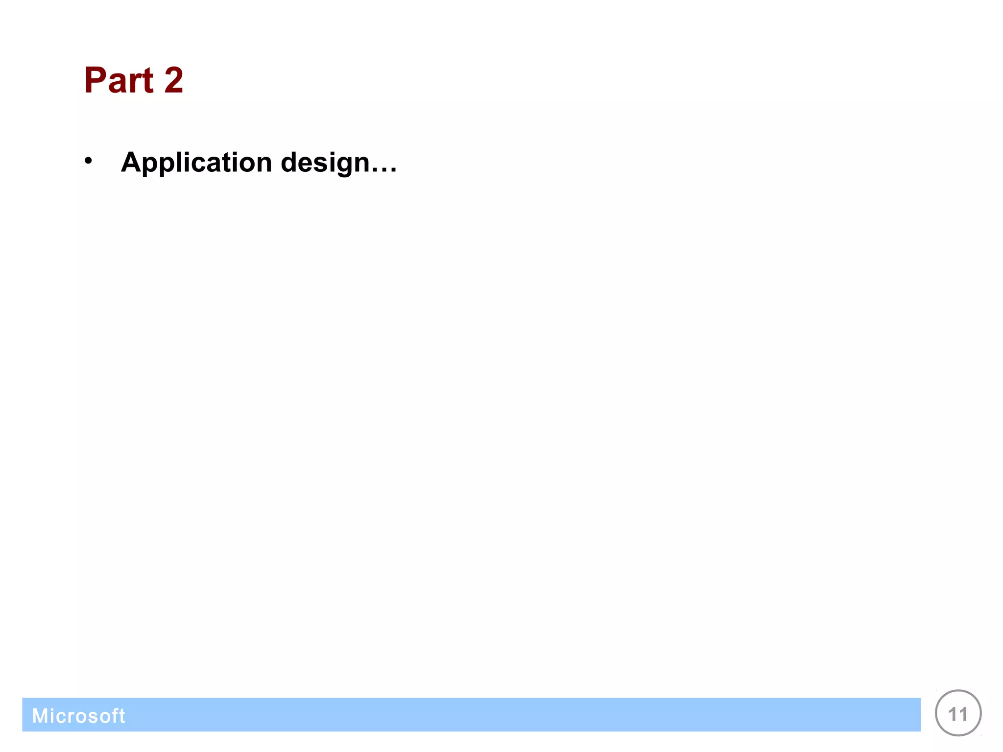 Part 2

    •   Application design…




Microsoft                     11
 