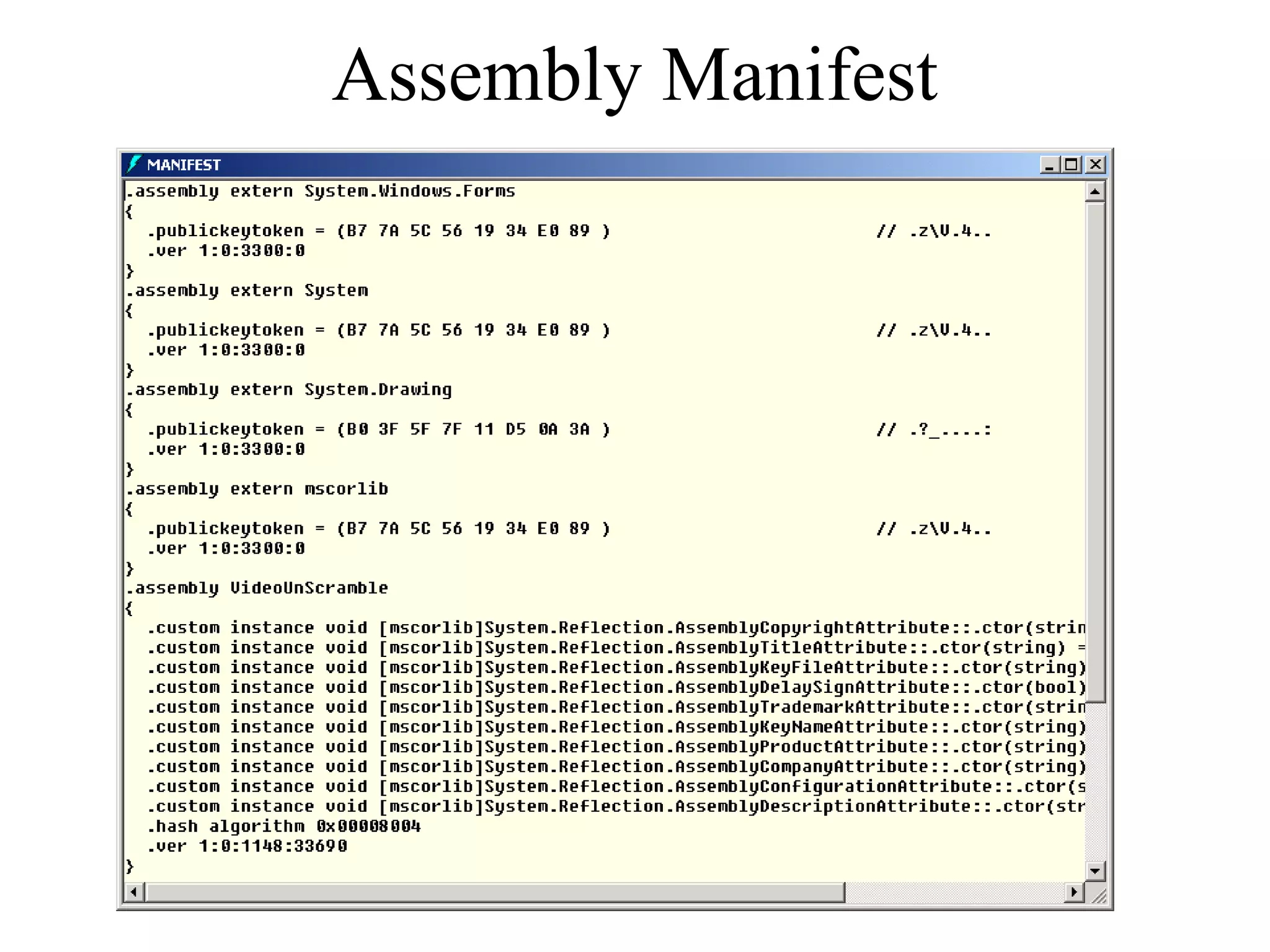 Assembly Manifest 
 