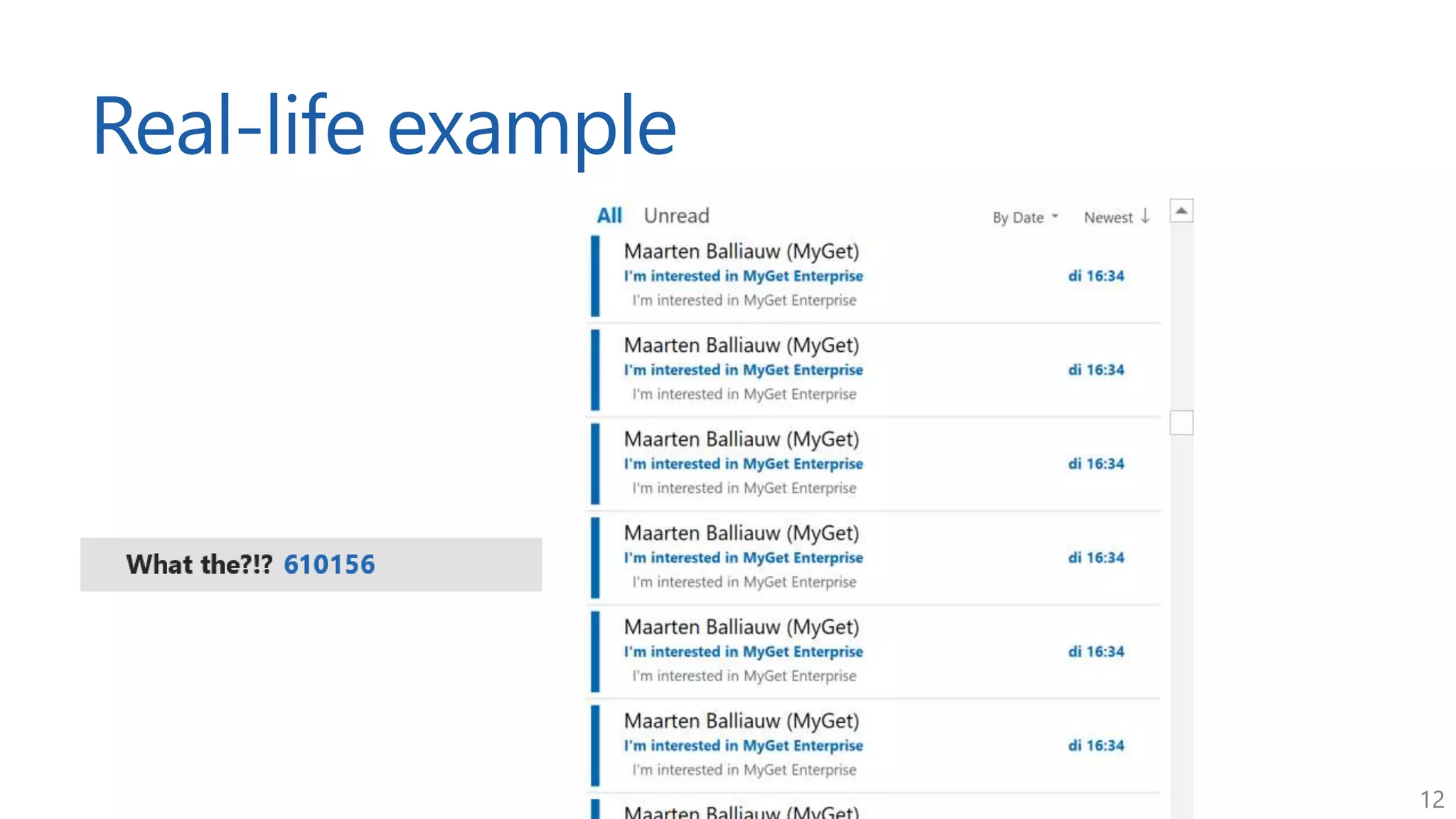 12
Real-life example
 