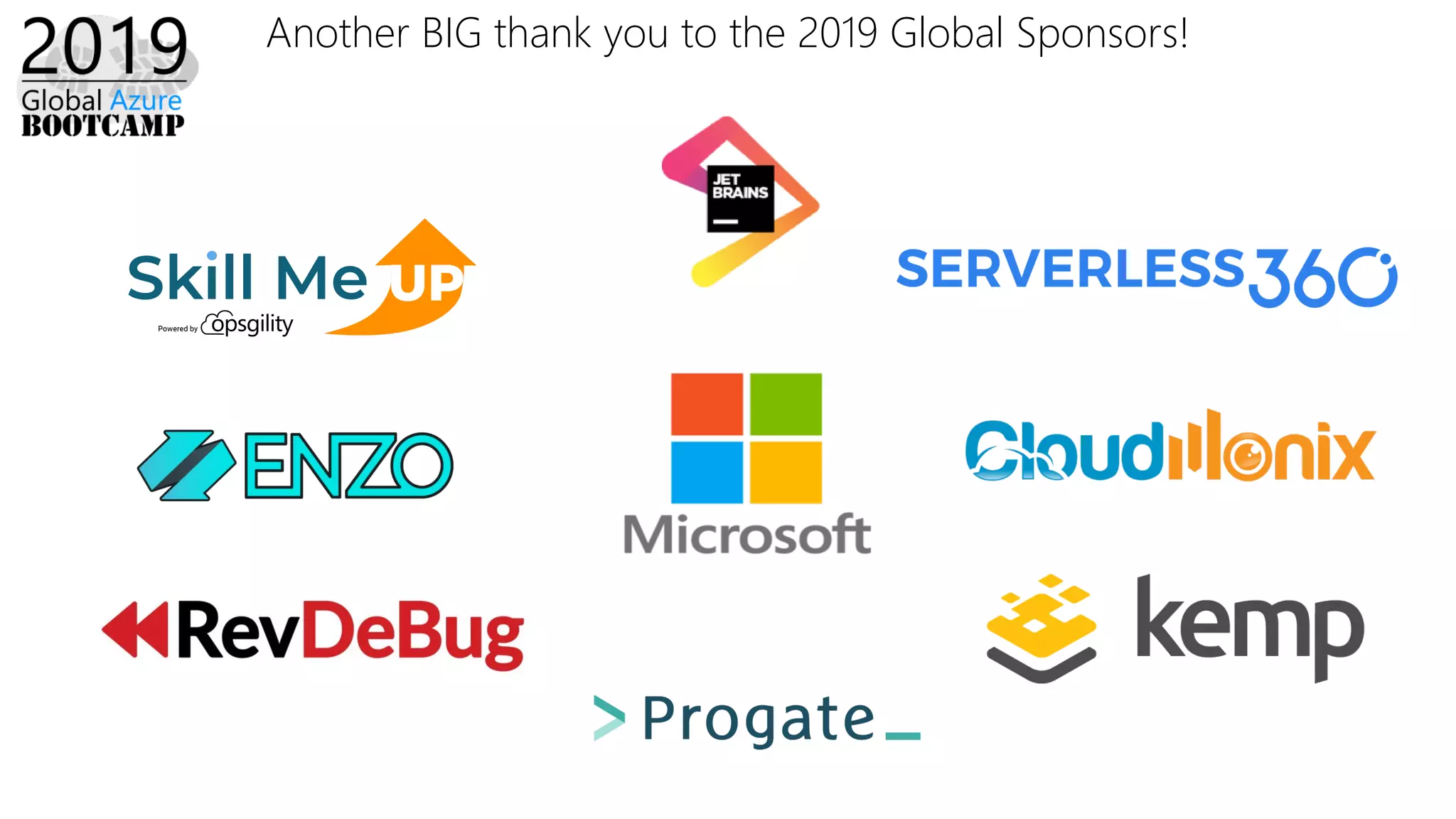 Another BIG thank you to the 2019 Global Sponsors!
 