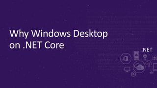 .NET
Why Windows Desktop
on .NET Core
 