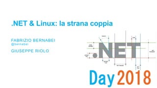 FABRIZIO BERNABEI
@bernabei
GIUSEPPE RIOLO
.NET & Linux: la strana coppia
#DOTNETDAY2018 1
 
