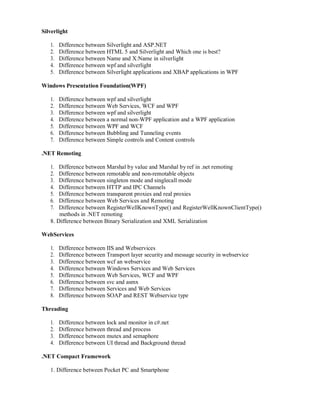 .NET Difference Between Interview Questions - Compiled | PDF
