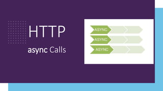 HTTP General Notes
 Sync by nature
 Make a TCP connection for each request
 No retry out of the box
 No delivery guara...