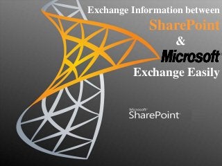 Exchange Information between
SharePoint
&
Exchange Easily
 