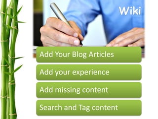 Wiki



Add Your Blog Articles

Add your experience

Add missing content

Search and Tag content
 