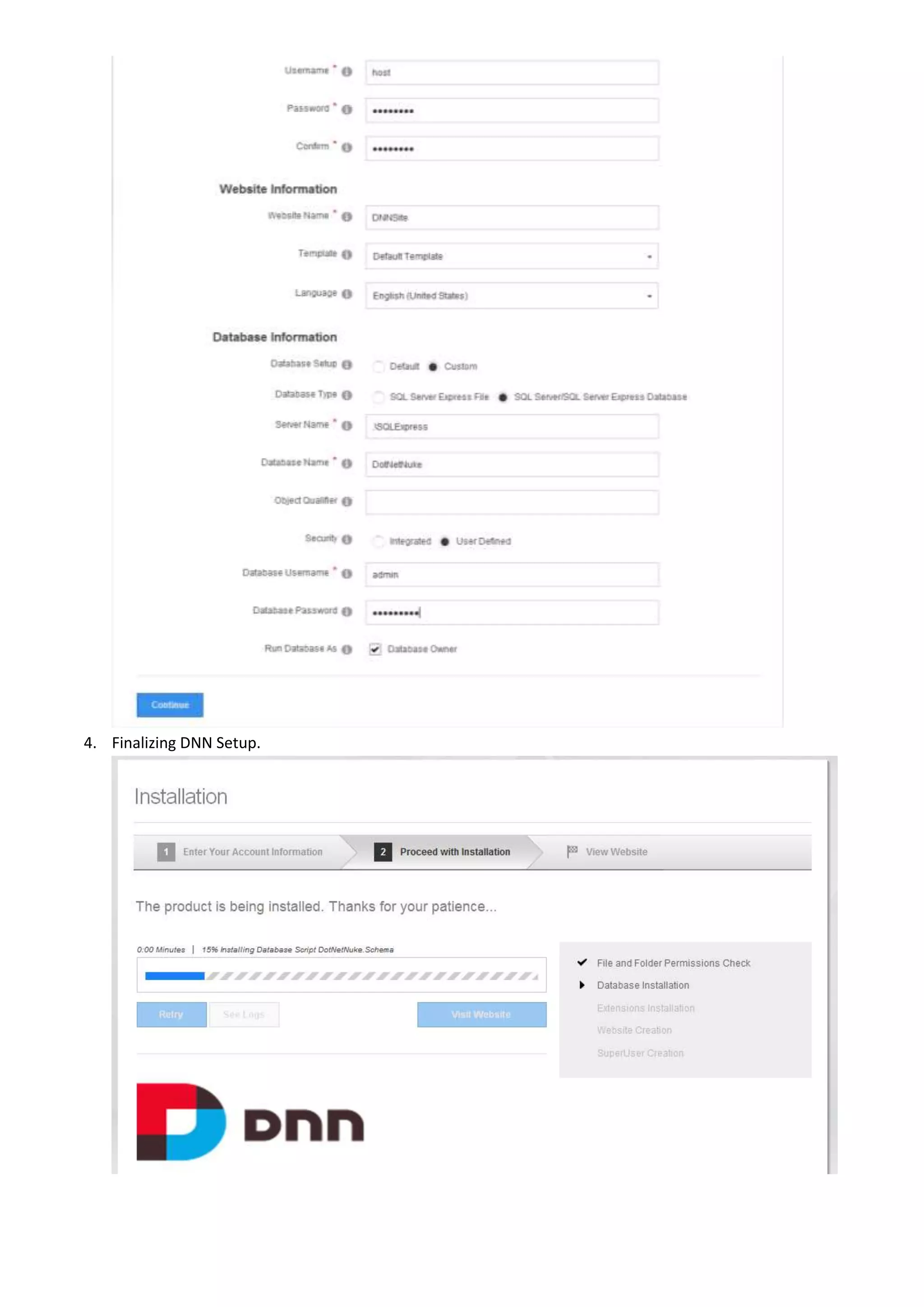 4. Finalizing DNN Setup.
 
