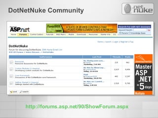DotNetNuke Community http://forums.asp.net/90/ShowForum.aspx 