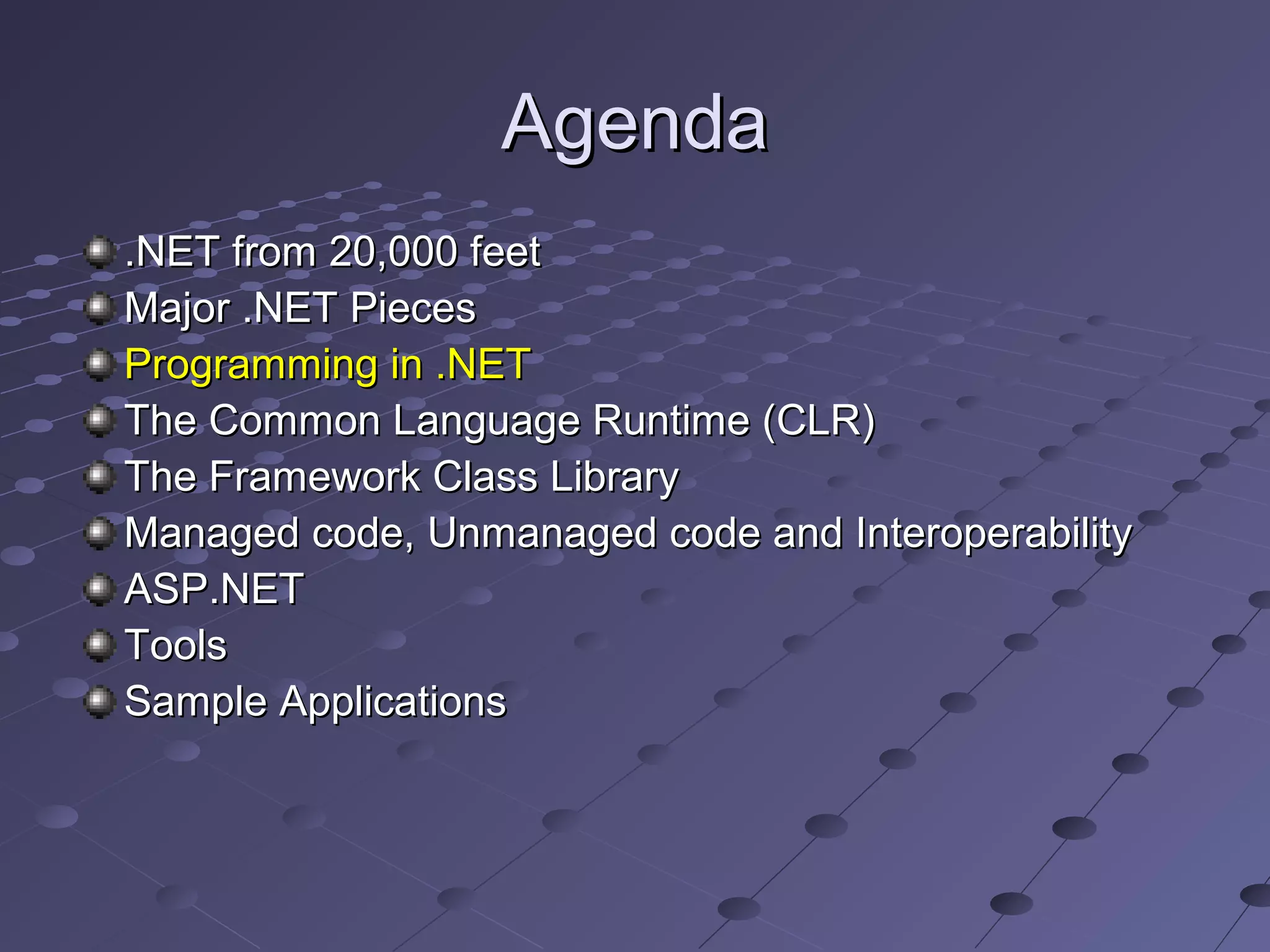 .NET Overview | PPT | Programming Languages | Computing
