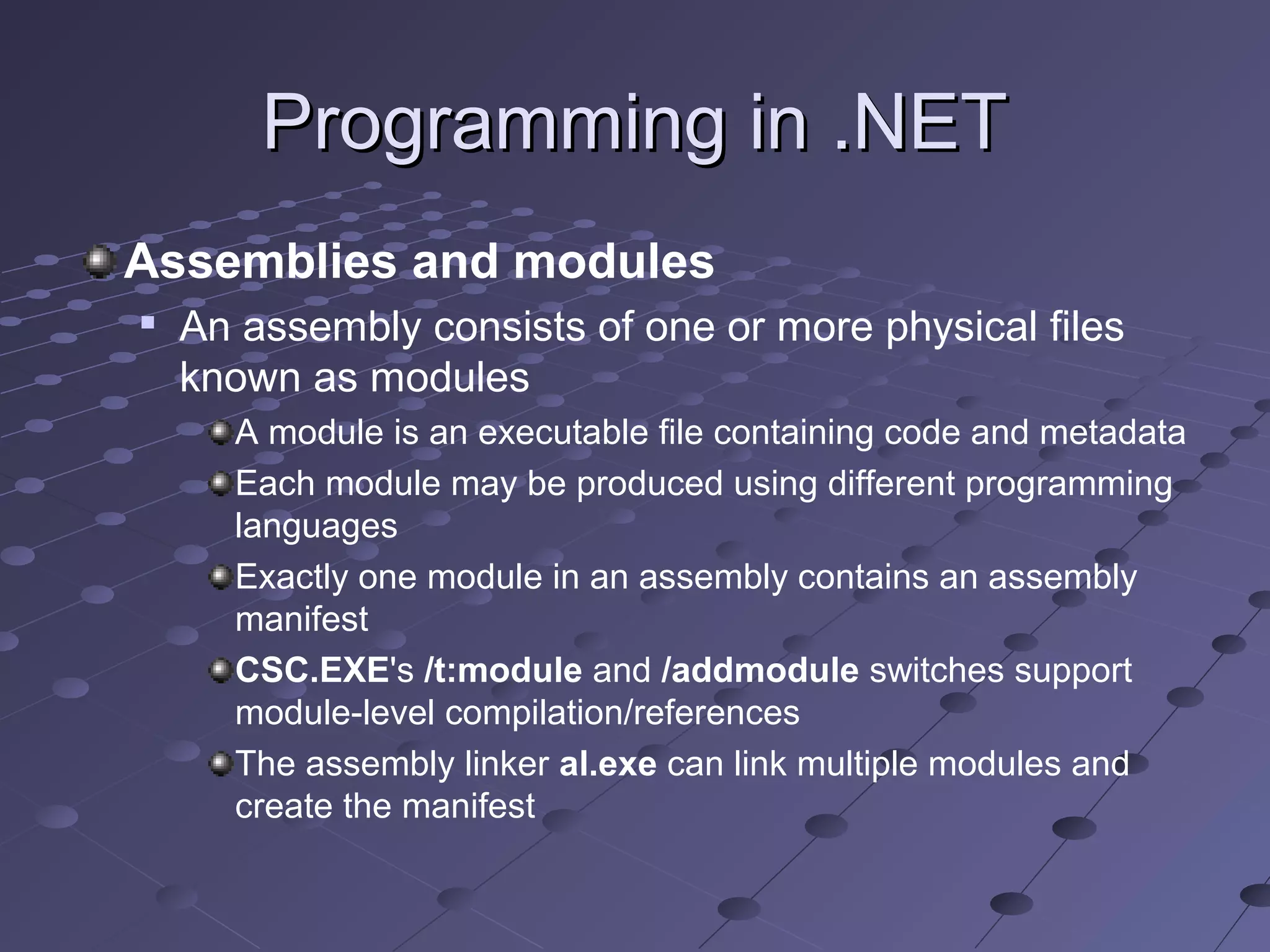 .NET Overview | PPT | Programming Languages | Computing