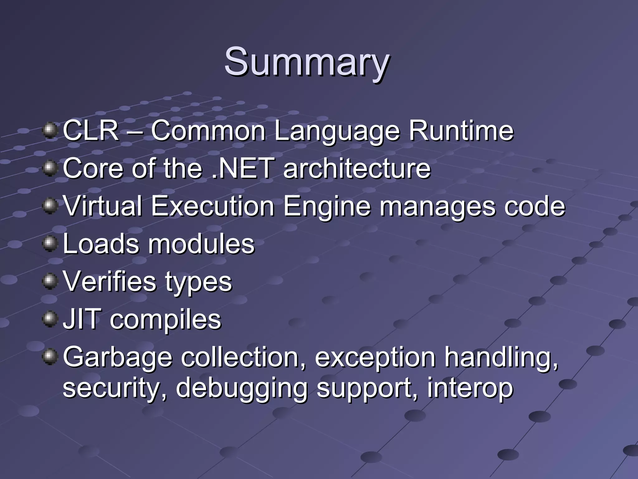 .NET Overview | PPT | Programming Languages | Computing