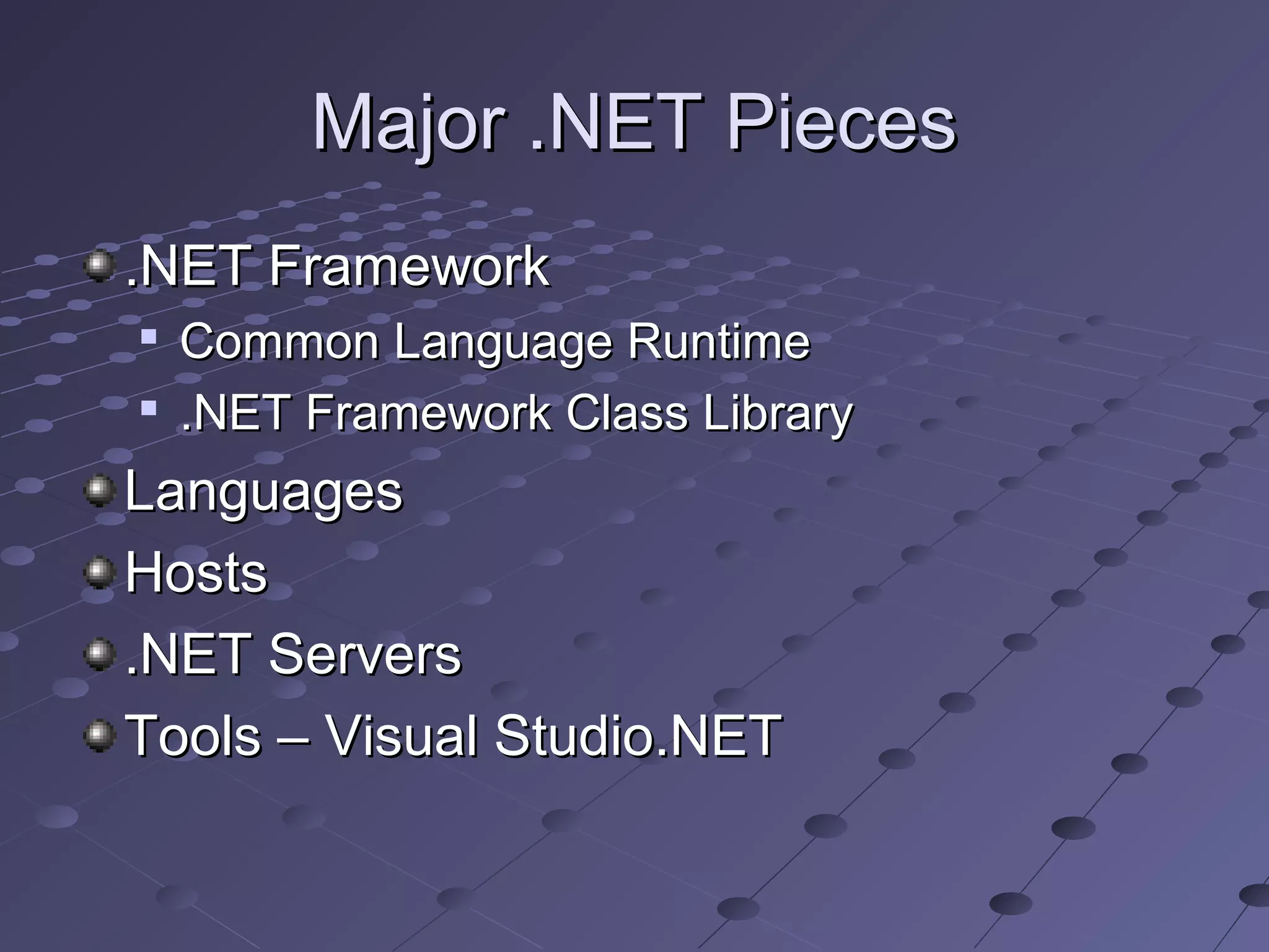 .NET Overview | PPT | Programming Languages | Computing