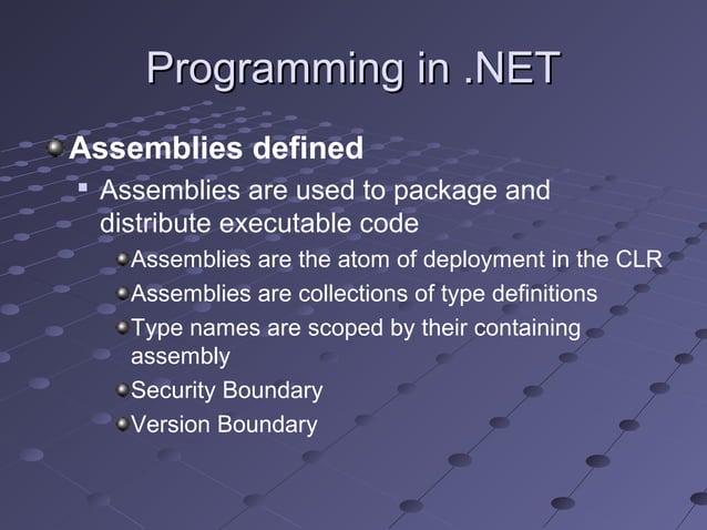 .NET Overview | PPT | Programming Languages | Computing