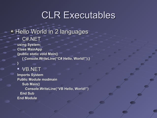 .NET Overview | PPT | Programming Languages | Computing