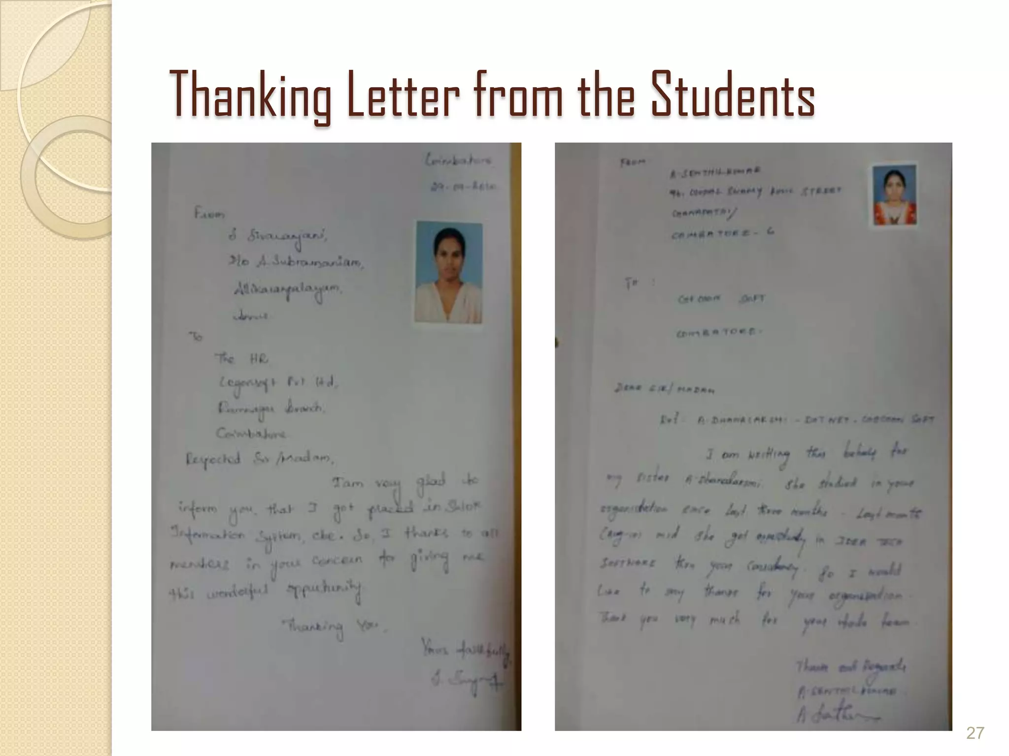 Thanking Letter from the Students
27
 