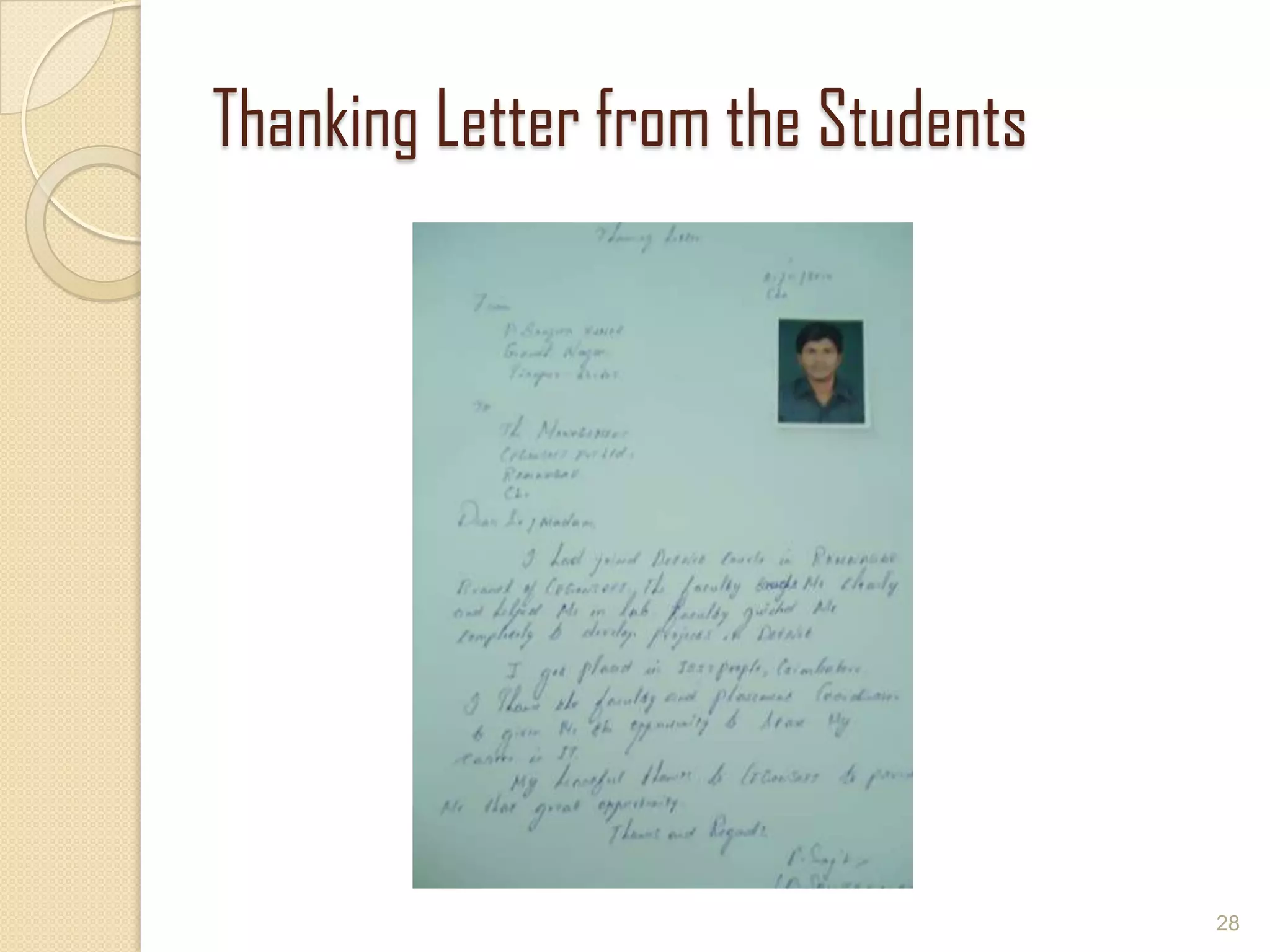 Thanking Letter from the Students
28
 