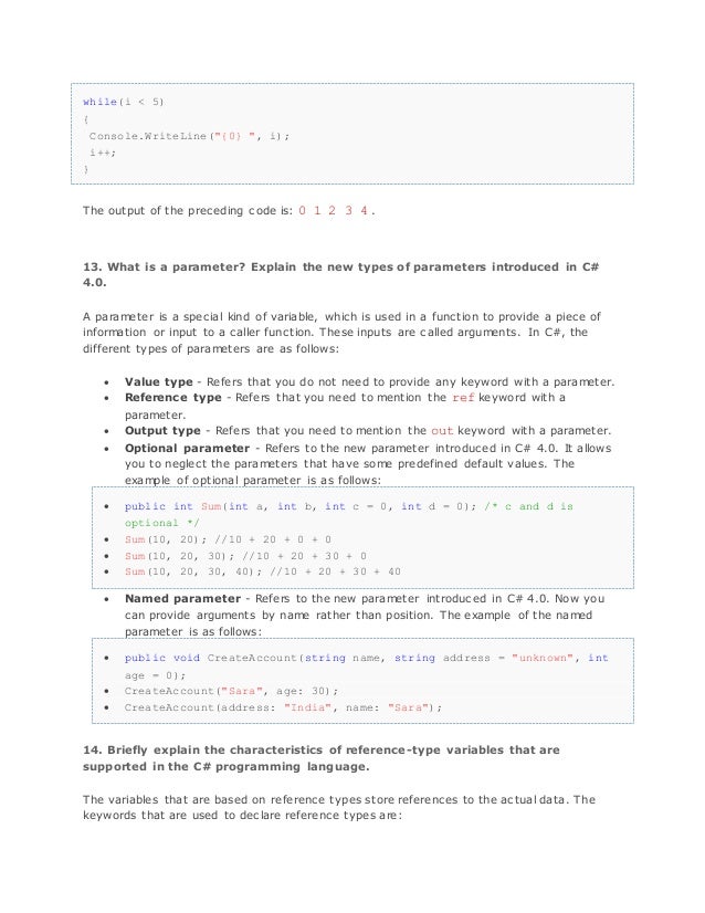 Dot net programming concept
