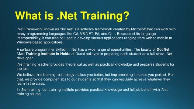 Dot net training institute | PPTX