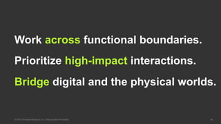 © 2016 Forrester Research, Inc. Reproduction Prohibited 45
Bridge digital and the physical worlds.
Prioritize high-impact ...
