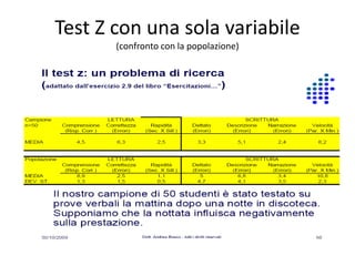 Test Z con una sola variabile
       (confronto con la popolazione)
 