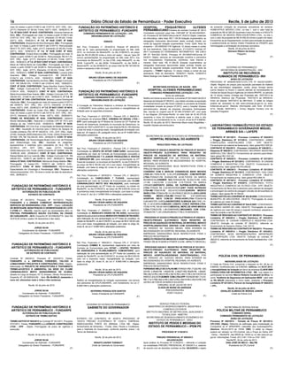 16 Diário Oficial do Estado de Pernambuco - Poder Executivo Recife, 5 de julho de 2013
HOSPITAL PSIQUIÁTRICO ULYSSES
PERNAMBUCANO Extratos de contrato Contrato Nº 38/12
Contratada comercial Laser ltda. CNPJ/MF Nº 35.525.930/0001-
43, Processo Nº 001546/0184convite Nº 15/2012 Objeto: materiais
de informática. Valor total: R$ 7.130,05 Dotação orçamentária: as
obrigações ﬁnanceiras decorrentes deste contrato ﬁcarão por
conta da seguinte dotação orçamentária: Fonte: 0244; Nota de
empenho – 2012NEE001178 Vigência: 12 (doze) meses a contar
da sua assinatura. Data da assinatura: 21/12/2012 Contrato Nº
09/11 Contratada EC FERNANDES, INFORMÁTICA - ME CNPJ/
MF Nº º934.832.104-82, Processo Nº 001546/0146Convite Nº
04/2011 Objeto: serviços de manutenção corretiva e preventiva
nos computadores, impressoras, monitores, rede internet e
intranet. Valor total: R$ 41.556,00 Dotação orçamentária: as
obrigações ﬁnanceiras decorrentes deste contrato ﬁcarão por
conta da seguinte dotação orçamentária: Fonte: 0244; Nota de
empenho – 778001 Vigência: 12 (doze) meses a contar da sua
assinatura. Data da assinatura: 16/08/2011 Recife, 12/06/2013
Maria Solange Lins Seabra Presidente da CPL
(52111)
SECRETARIA ESTADUAL DE SAUDE - SES
HOSPITAL ULYSSES PERNAMBUCANO
COMISSÃO PERMANENTEDE LICITAÇÃO – CPL
Termo de ratiﬁcação
Ratiﬁco em todos os seus termos, o processo Nº 001546/0182/2012
dispensa de licitação Nº 09/2012, cujo objeto consiste na aquisição
de medicamentos que não foram cotados no processo de licitação
modalidade tomada de preços 01/2012, para o hospital Ulysses
pernambucano, através da empresa vencedora Unihospitalar
ltda. inscrita no cnpj/mf sob Nº 07.484.373/0001-24º, com sede
à rua Alagoas, 253-Ipsep-Recife, no valor total de r$ 49.370,28
(quarenta e nove mil trezentos e setenta reais e vinte e oito
centavos), com fundamento no inc. iv do art. 24 da lei Nº 8.666/93.
Recife, 03 de julho de 2012. Bemvinda Maria costa Magalhães –
hospital Ulysses pernambucano.
(52110)
SECRETARIA DE SAÚDE DO ESTADO DE PERNAMBUCO
HOSPITAL REGIONAL DO AGRESTE
RESULTADO FINAL DE LICITAÇÃO
PROCESSO Nº 005/2013-REGISTRO DE PREÇOS Nº 004/2013
OBJETO:PREGÃO ELETRONICO PARA REGISTRO DE
PREÇOS DE AQUISIÇÃO DE MATERIAL DE MATERIAL
MEDICO HOSPITALAR POR UM PERIODO DE 12(DOZE)
MESES. PARA ATENDER AS NECESSIDADES DO HOSPITAL
REGIONAL DO AGRESTE
EMPRESAS GANHADORAS SEUS RESPECTIVOS ITENS E
PREÇOS REGISTRADOS
CONSERVI COM E SERV.DE CONSERV.DE BENS IMOVEIS
LTDA-ME-ITEM(19-R$ 0,30-LIFE)COTAÇÃO COM.REPR.IMP.
LTDA-ITENS(01-R$ 35,60)(02-R$ 42,50-TODOS DA MARCA
BIOMEDICAL)CREMER S/A-ITENS(04-R$ 54,00)(10-R$ 0,99)
(11-R$ 1,44)(12-R$ 2,12)(16-R$ 4,75-TODOS DA MARCA
CREMER)DEPOSITO GERAL DE SUPRIM.HOSPITALARES.
LTDA-ITEM(06 R$ 0,29-MEDSONDA)DIET FOOD NUTRIÇÃO
LTDA-ME-ITEM(18-R$ 252,43-ECOZIME)EUROPA MEDICO
SERV.LTDA-ITEM(03-R$ 131,50-PRINCE MEDICAL)EXCLUSIVE
FARMA MEDIC.LTDA-ME-ITEM(07-R$ 0,67-MARDAM)
HOSPFAR IND.E COM.DE PROD.HOSP.LTDA-ITEM(08-R$
0,68-MASTER CARE)LABORATORIO B.BRAUN S/A-ITEM (15-
R$ 21,00-B.BRAUN)MAUES LOBATO COM.E REPRES.LTDA-
ITEM(14-R$ 195,00-ANIOS)MEDICAL MERC.DE APAR.MEDICA
LTDA-ITEM(20-R$ 1,96-EMBRAMED)MEGAMED COM LTDA-
ITEM(05-R$ 11,55-LEMGRUBER)(17-R$ 2,75-MISSNER)
PROCESSO Nº 033/2013-PREGÃO ELETRONICO Nº 030/2013
OBJETO:PREGÃO ELETRONICO PARA REGISTRO DE
PREÇOS DE AQUISIÇÃO DE MATERIAL DE MATERIAL MEDICO
HOSPITALAR(ESCOVAS DENTAIS COM SUGADORES) POR
UM PERIODO DE 12(DOZE) MESES. PARA ATENDER AS
NECESSIDADES DO HOSPITAL REGIONAL DO AGRESTE
EMPRESAS GANHADORAS SEUS RESPECTIVOS ITENS E
PREÇOS REGISTRADOS
IIMPACTO PRODUTOS MEDICOS E HOSPITALARES LTDA-EPP-
ITEM(01-R$ 26,75-MARCA POWER CLEAN –IMPACTO MEDICAL)
PROCESSO 035/2013 -REGISTRO DE PREÇOS Nº 031/2013
OBJETO:PREGÃO ELETRONICO PARA REGISTRO DE
PREÇOS DE AQUISIÇÃO DE MATERIAL DE MATERIAL
MEDICO HOSPITALAR(SONDAS ENDOTRAQUEAL) POR
UM PERIODO DE 12(DOZE) MESES. PARA ATENDER AS
NECESSIDADES DO HOSPITAL REGIONAL DO AGRESTE
EMPRESAS GANHADORAS SEUS RESPECTIVOS ITENS E
PREÇOS REGISTRADOS
FERNANDO MELO DE A.FILHO-ME-ITENS(01-R$1,71)(02-R$ 1,69)
(03-R$ 2,39)(04-R$ 1,69)(05-R$ 2,38)(07-R$2,38)(08-R$ 1,68)(09-
R$2,38)(14-R$ 2,38)(15-R$ 2,39)(16-R$ 2,38)(17-R$ 2,39-TODOS DA
MARCA SOLIDOR)SOMER COM.LTDA-EPP-ITENS(06-R$1,71)(10-
R$1,71)(11-R$2,39)(12-R$ 2,39)(13-R$ 2,39)(18-R$ 2,39)(19-R$ 2,39)
(20-R$ 2,39-TODOS DA MARCA SOLIDOR)
CARUARU, 04 DE JULHO DE 2013
ELIEZILDE MUNIZ DE ANDRADE
PREGOEIRA/HRA
PORT.174/2010
(F)
SERVIÇO PÚBLICO FEDERAL
MINISTÉRIO DO DESENVOLVIMENTO, INDÚSTRIA E
COMÉRCIO EXTERIOR
INSTITUTO NACIONAL DE METROLOGIA, QUALIDADE E
TECNOLOGIA - INMETRO
SECRETARIA DE DESENVOLVIMENTO ECONÔMICO DO
ESTADO DE PERNAMBUCO - SDEC
INSTITUTO DE PESOS E MEDIDAS DO
ESTADO DE PERNAMBUCO – IPEM-PE
PROCESSO Nº 2130/2013
PREGÃO PRESENCIAL Nº 009/2013
ADJUDICAÇÃO
Após análise do Processo Nº 2130/2013 – referente a Licitação
na modalidade PREGÃO PRESENCIAL Nº 009/2013 e, estando
de acordo com as decisões contidas na Ata, ADJUDICO o objeto
da presente Licitação às empresas vencedoras do certame:
HOMEOFFICE MÓVEIS LTDA., no lote 1, com o valor total da
proposta de R$ 42.000,00 (quarenta e dois mil reais) e à SEDUTE
COMÉRCIO DE MÓVEIS PARA ESCRITÓRIO LTDA., no lote 2,
com o valor da proposta de R$ 34.000,00 (trinta e quatro mil reais).
Encaminhe-se ao Departamento Jurídico para emissão de parecer
e posteriormente ao Senhor Diretor Presidente do IPEM/PE para
homologação e contratação da empresa vencedora.
Recife, 25 de junho de 2013
Otaviano Ribeiro de Araújo
Pregoeiro
(F)
GOVERNO DE PERNAMBUCO
SECRETARIA DE ADMINISTRAÇÃO - SAD
INSTITUTO DE RECURSOS
HUMANOS DE PERNAMBUCO- IRH
AVISO DE LICITAÇÃO
PROCESSO Nº 9406340-8/2013-CPL1-PE Nº 042/2013(SRP).
Objeto: Registro de preços para aquisição parcelada de material
de uso odontológico (adaptador, cureta, pinça, forceps dentre
outros listados no Anexo I) visando atender as necessidades da
Central de Saúde Bucal e Agências do Interior/IRH/PE, no período
de 12 (doze) meses. Entrega das Propostas até: 19/07/2013 às
09h04min; Abertura das Propostas: 19/07/2013 às 09h05min;
Início da disputa 19/07/2013 às 09h10min. O edital na íntegra
poderá ser acessado no site www.compras.pe.gov.br ou www.
licitacoes.pe.gov.br. Maiores informações pelo fone: (81)3183-
4714. Recife, 04/07/2013 – Enrico Wagner Ferreira Lins de
Azevêdo-Pregoeiro
(F)
LABORATÓRIO FARMACÊUTICO DO ESTADO
DE PERNAMBUCO GOVERNADOR MIGUEL
ARRAES S/A – LAFEPE
CONTRATO Nº 051/2013 - Processo Licitatório Nº 025/2013
– Pregão Eletrônico Nº 017/2013. CONTRATADO: GIMED
CONFECÇÕES HOSPITALARES LTDA - EPP. OBJETO:
Fornecimento de material de fardamento. Valor global R$ 5.500,00.
CONTRATO Nº 052/2013 - Processo Licitatório Nº 036/2013 –
Dispensa Nº 006/2013. CONTRATADO: RECIPRINT INDÚSTRIA
GRÁFICA LTDA. OBJETO: Fornecimento de cartucho para blister.
Valor global R$ 3.531,00.
CONTRATO Nº 055/2013 - Processo Licitatório Nº 031/2013
– Pregão Eletrônico Nº 021/2013. CONTRATADO: M CASSAB
COMÉRCIO E INDÚSTRIA LTDA. OBJETO: Fornecimento de
matéria-prima. Valor global R$ 476.259,00.
CONTRATO Nº 056/2013 - Processo Licitatório Nº 031/2013
– Pregão Eletrônico Nº 021/2013. CONTRATADO: CAQ CASA
DA QUÍMICA INDÚSTRIA E COMÉRCIO LTDA. OBJETO:
Fornecimento de matéria-prima. Valor global R$ 9.858,75.
CONTRATO Nº 057/2013 - Processo Licitatório Nº 013/2013
– Pregão Eletrônico Nº 010/2013. CONTRATADO: YVYTU
INDÚSTRIA E COMÉRCIO DE FILTROS LTDA - EPP. OBJETO:
Fornecimento de ﬁltros (ﬁno e absoluto) para cabines de pesagem
e amostragem da central de pesagem (divisão de almoxarifado do
Lafepe). Valor global R$ 16.799,00.
TERMO ADITIVO AO CONVÊNIO Nº 002-B/2009. CONVENIADO:
MUNICÍPIO DE ARCOVERDE. OBJETO: Prorrogação do prazo
de vigência por mais 24 meses.
TERMO ADITIVO AO CONVÊNIO Nº 044-E/2007. CONVENIADO:
VALDEREZ XAVIER DE LIMA. OBJETO: Prorrogação do prazo
de vigência por mais 09 meses e reajuste contratual, passando o
valor da locação a ser R$ 505,87.
TERMO DE RESCISÃO AO CONTRATO Nº 083/2012 - Processo
Licitatório Nº 059/2012 – Pregão Eletrônico Nº 043/2012.
CONTRATADO: M. CASSAB COMÉRCIO E INDÚSTRIA LTDA.
OBJETO: Extinção do contrato Nº 083/2012, referente ao
fornecimento de Sacarina Sódica. Cód. 02112.
TERMO DE RESCISÃO AO CONTRATO Nº 082/2012 - Processo
Licitatório Nº 059/2012 – Pregão Eletrônico Nº 043/2012.
CONTRATADO: NOVA REPRESENTAÇÕES IMPORTAÇÃO
E EXPORTAÇÃO LTDA. OBJETO: Extinção do contrato Nº
082/2012, referente ao fornecimento de Ácido Acetilsalicílico. Cód.
02007.
(F)
POLÍCIA CIVIL DE PERNAMBUCO
INEXIGIBILIDADE DE LICITAÇÃO
O Chefe de Polícia Civil, cumprindo o disposto no Art. 26 da Lei
8.666/93, modiﬁcada pela Lei 8.883/94, ratiﬁcou, em 04.07.2013,
a inexigibilidade de licitação em favor da empresa CLAVIS BBR
CONSULTORIA EM INFORMÁTICA LTDA - ME, cujo objeto é a
participação do servidor Márcio Roberto Cavalcanti da Silva, no
curso “Auditoria de Segurança em Aplicações WEB”, valor total
de R$ 805,00 (oitocentos e cinco reais), acatando o Processo
Licitatório Nº 021/2013, Parecer de Inexigibilidade Nº 008/2013
– CPL.
Recife, 04 de julho de 2013.
OSVALDO ALMEIDA DE MORAIS JÚNIOR
Chefe de Polícia Civil
(F)
SECRETARIA DE DEFESA SOCIAL
POLÍCIA MILITAR DE PERNAMBUCO
COMANDO GERAL
COMISSÃO PERMANENTE DE LICITAÇÃO
AVISO DE LICITAÇÃO
Processo Nº 002/2013 - Tomada de Preços Nº 001/2013-
CPL/CSO. Objeto: Reforma de ediﬁcação para implantação da
Companhia do 6º BPM/PMPE (Jaboatão dos Guararapes/PE).
Abertura: 25/JUL/2013 às 10h00. OBS: O edital na íntegra,
poderá ser retirado na CPL/Central, sita a Praça do Derby s/Nº
, Derby – Recife/PE, das 08h00 às 14h00 ou no site www.pm.pe.
gov.br. Informações: Fones: (81) 3181.1124 ou 3181 1203.
Recife/PE, 04 de Julho de 2013
IVAN JOSÉ DE MELO – Maj PM
Presidente da CPL/Central
(F)
mais 24 meses a partir 01/08/12 até 31/07/14. DOT. ORÇ.: Ativ.:
(2117); Elemento (31.90.04); Fonte: (0271). ASS.: 18/06/2013. 4º
T.A. Nº 9224 CONT. Nº 6418. CONTRATADA: Divonize Ramos de
Melo. OBJ.: Prorrogação por mais 12 meses a partir 01/08/13 até
31/07/14. DOT. ORÇ.: Ativ.: (2117); Elemento (31.90.04); Fonte:
(0271). ASS.: 18/06/2013. 4º T.A. Nº 9225 CONT. Nº 6460.
CONTRATADA: Elissandra da Silva Rodrigues. OBJ.: Prorrogação
por mais 12 meses a partir 01/08/13 até 31/07/14. Remuneração
R$ 817,70. DOT. ORÇ.: Ação: (2117); Elemento (31.90.04); Fonte:
(0271). ASS.: 18/06/2013. 4º T.A. Nº 9226 CONT. Nº 6432.
CONTRATADA: Viviane Silva Lins.OBJ.: Prorrogação por mais 12
meses a partir 03/08/13 até 02/08/14. Remuneração R$ 817,70.
DOT. ORÇ.: Ação: (2117); Elemento (31.90.04); Fonte: (0271).
ASS.: 18/06/2013. 4º T.A. Nº 9227 CONT. Nº 6421. CONTRATADA:
Maria de Fátima Bento da Costa.OBJ.: Prorrogação por mais 12
meses a partir 03/08/13 até 02/08/14. Remuneração R$ 817,70.
DOT. ORÇ.: Ação: (2117); Elemento (31.90.04); Fonte: (0271).
ASS.: 18/06/2013. CONT. Nº 9228. CONTRATADA: Luciana Izidio
Guerreiro. OBJ.: Estágio Curricular.VLR.: R$ 338,65.VIG.:
01/04/13 até 31/03/14. ASS.: 18/06/2013. CONT. Nº 9229.
CONTRATADA: Camila Martins da Silva. OBJ.: Estágio Curricular.
VLR.: R$ 338,65.VIG.: 01/06/13 até 31/05/14. ASS.: 18/06/2013.
CONT. Nº 9230. CONTRATADA: Taysa Karoline Guerra Dantas.
OBJ.: Estágio Curricular.VLR.: R$ 338,65.VIG.: 01/06/13 até
31/05/14. ASS.: 18/06/2013. CONT. Nº 9231. CONTRATADA:
Maria Anunciada Alves Soares. OBJ.: Estágio Curricular.VLR.: R$
338,65.VIG.: 01/06/13 até 31/05/14. ASS.: 18/06/2013. 2º T.A. Nº
9236 CONT. Nº 7400. CONTRATADA: Betania Lucena Domingues
Hatzlhofer. OBJ.: Prorrogação por mais 24 meses a partir 01/07/13
até 30/06/15. DOT. ORÇ.: Ativ.: (2117); Elemento (31.90.04);
Fonte: (0271). ASS.: 25/06/2013. 4º T.A. Nº 9237 CONT. Nº 6516.
CONTRATADO: André da Costa Vitor. OBJ.: Prorrogação por
mais 24 meses a partir 03/10/13 até 03/10/15. DOT. ORÇ.: Ativ.:
(2117); Elemento (31.90.04); Fonte: (0271). ASS.: 25/06/2013.
TERMO DE RESCISÃO Nº 9238. CONTRATADO: Valdemir
Rocha Wanderley.OBJ.: Rescindir o Contrato CPD Nº 7513 com
eﬁcácia ao dia 13/05/13.ASS.: 25/06/2013. CONT. Nº 9239.
CONTRATADA: CEI Com.Exp. e Importação de Materiais Médicos
Ltda. OBJ.: Aquisição de insumos para o Banco de Sangue de
Cordão Umbilical, PEL RP Nº 020/2012 - CPL. DOT. ORÇ.: Ação:
(2100); Subação (0000);Natureza (33); Fonte: (0244).Empenho Nº
001000. VRL R$ 152.024,00. ASS.: 25/06/2013. CONT. Nº 9240.
CONTRATADA: Life Techonologies Brasil Com.e Ind. de Produtos
para Biotecnologia Ltda. OBJ.: Aquisição de reagentes,
equipamentos e materiais para Laboratório de HLA, PEL Nº
021/2012- CPL. DOT. ORÇ.: Ação: (2117); Subação
(0000);Natureza (33); Fonte: (0244).Empenho Nº 000866. VRL R$
19.850,00. ASS.: 25/06/2013. CONT. Nº 9241. CONTRATADA:
Raissa Matias da Cruz Lacerda. OBJ.: Estágio Curricular.VLR.: R$
338,65.VIG.: 10/06/13 até 09/06/14. ASS.: 26/06/2013. Termo
Aditivo Nº 9242. CONTRATADA: Mônica de Araújo Batista. OBJ.:
Prorrogação 12 meses.VIG.: 15/06/13 até 14/06/14. ASS.:
28/06/2013. CONV. Nº 9243. CONVENIADO: NEOH-Núcleo
Especializado em Oncologia e Hematologia. OBJ.: Repasse de
Hemocomponentes. VIG.: 05 anos a contar da data da assinatura.
ASS.: 28/06/2013.
(F)
FUNDAÇÃO DE PATRIMÔNIO HISTÓRICO E
ARTÍSTICO DE PERNAMBUCO - FUNDARPE
AUTORIZAÇÃO DE PUBLICAÇÃO DE
EXTRATO DE CONTRATO
Contrato Nº 251/2013. Processo Nº 1917/2013. Partes:
FUNDARPE e a UNISEIS COMERCIO REPRESENTAÇÃO
SERVIÇOS DE ENGENHARIA LTDA - EPP . Objeto: LOCAÇÃO
DE MONTAGEM, MANUTENÇÃO E DESMONTAGEM DO LOTE
3 (ITEM 3.1 - PALCO), visando suprir às necessidades aﬁns no
FESTIVAL PERNAMBUCO NAÇÃO CULTURAL NA CIDADE
DE CARUARU/PE - 2013. Empenho Nº 2013NE002775. Valor R$
34.610,00 (trinta e quatro mil seiscentos e dez reais).
Recife, 03 de julho de 2013.
JORGE SILVA
Coordenador de Gabinete - FUNDARPE
Delegatário do Diretor Presidente - FUNDARPE
(F)
FUNDAÇÃO DE PATRIMÔNIO HISTÓRICO E
ARTÍSTICO DE PERNAMBUCO - FUNDARPE
AUTORIZAÇÃO DE PUBLICAÇÃO
DE EXTRATO DE CONTRATO
Contrato Nº 284/2013. Processo Nº 1933/2013. Partes:
FUNDARPE e a EMPRESA CORDEIRO, FALCÃO &
LOMACHINSKY PROJETOS E CONSTRUÇÕES LTDA . Objeto:.
elaboração do PROJETO DE ARQUITETURA E TRATAMENTO
TERMO-ACÚSTICO E AMBIENTAL DA SEDE DO CLUBE
CARNAVALESCO MISTO VASSOURINHAS DE OLINDA,
situado no Largo do Amparo, Nº 15, Amparo, Olinda, Pernambuco.
Empenho Nº 2013NE003180 . Valor R$ 69.800,23 (sessenta e
nove mil, oitocentos reais e vinte e três centavos).
Recife, 02 de julho de 2013
JORGE SILVA
Coordenador de Gabinete - FUNDARPE
Delegatário do Diretor Presidente - FUNDARPE
(F)
FUNDAÇÃO DE PATRIMÔNIO HISTÓRICO E
ARTÍSTICO DE PERNAMBUCO - FUNDARPE
AUTORIZAÇÃO DE PUBLICAÇÃO DE
EXTRATO DE TERMO ADITIVO
TERMO ADITIVO Nº 003/2013 ao Contrato Nº 341/2011. Processo
5737/2011. Partes: FUNDARPE e a LEÔNCIO CONSTRUÇÕES
LTDA - EPP . Objeto: Prorrogação de prazo de vigência e
execução.
Recife, 04 de julho de 2013.
JORGE SILVA
Coordenador de Gabinete - FUNDARPE
Delegatário do Diretor Presidente – FUNDARPE
(F)
FUNDAÇÃO DO PATRIMÔNIO HISTÓRICO E
ARTÍSTICO DE PERNAMBUCO -FUNDARPE
COMISSÃO PERMANENTE DE LICITAÇÃO – CPL
INEXIGIBILIDADE DE LICITAÇÃO
ERRATA
Ref. Proc. Financeiro n°. 2916/2013, Parecer Nº 484/2013,
onde se lê: “para apresentação na programação do São João
2013, no município de Moreno/PE, no dia 21/06/2013, ao preço
total de R$ 25.000,00 (vinte e cinco mil reais).”, leia-se “para 05
(cinco) apresentações na programação do São João 2013, nos
municípios de Moreno/PE, no dia 21/06, João Alfredo/PE, no dia
24/06, Cupira/PE, no dia 28/06, Timbaúba/PE, no dia 29/06 e
Bezerros/PE, no dia 30/06/2013, ao preço total de R$ 163.000,00
(cento e sessenta e três mil reais)”.
Recife, 04 de julho de 2013
BRUNO CÉSAR ABREU DE SIQUEIRA
Presidente da CPL/FUNDARPE
(F)
FUNDAÇÃO DO PATRIMÔNIO HISTÓRICO E
ARTÍSTICO DE PERNAMBUCO -FUNDARPE
COMISSÃO PERMANENTE DE LICITAÇÃO – CPL
INEXIGIBILIDADE DE LICITAÇÃO
A Fundação do Patrimônio Histórico e Artístico de Pernambuco
– FUNDARPE torna público que reconhece a inexigibilidade de
licitação para os seguintes processos:
Ref. Proc. Financeiro n° 3337/2013 - Parecer CPL n° 669/2013.
Contratação da empresa P.M.C. CINEMAS DO BRASIL LTDA –
EPP, para realização da 9ª Mostra de Cinema do 23º Festival de
Inverno de Garanhuns, localizado no município de Garanhuns, no
período de 19/07 a 25/07/2013, no valor total de R$ 32.150,00(trinta
e dois mil cento e cinquenta reais). Inexigibilidade de licitação com
base art. 25 (caput) e 26, parágrafo único, da Lei Nº 8.666/1993 e
alterações posteriores.
Recife, 03 de julho de 2013.
BRUNO CÉSAR ABREU DE SIQUEIRA
Presidente da CPL/FUNDARPE
Ref. Proc. Financeiro n° 2320/2013 - Parecer CPL n° 376/2013.
Contratação do GRUPO DE AFOXÉ OMIM SABÁ, representado
legalmente por meio de Contrato de Exclusividade concedido a
empresa ASTROGILDO T S JUNIOR PRODUÇÕES E VENTOS
E SERVIÇOS ME, para realização de uma apresentação na 27ª
Festa da Lavadeira, no município do Recife/PE, no dia 01/05/2013,
ao preço de R$ 8.100,00 (oito mil e cem reais). Inexigibilidade de
licitação, com base no artigo 25, inciso III, da Lei n° 8.666/1993 e
alterações posteriores.
Ref. Proc. Financeiro n° 2879/2013 - Parecer CPL n° 380/2013.
Contratação do CABOCLINHO 7 FLEXAS, representado
legalmente por meio de Contrato de Exclusividade pelo CLUBE
CARNAVALESCO MIXTO SEU MALAQUIAS, para realização
de uma apresentação na 27ª Festa da Lavadeira, na cidade do
Recife/PE, no dia 01/05/2013, ao preço de R$ 9.500,00 (nove mil
e quinhentos reais).Inexigibilidade de licitação, com base no artigo
25, inciso III, da Lei n° 8.666/1993 e alterações posteriores.
Recife, 30 de abril de 2013.
BRUNO CÉSAR ABREU DE SIQUEIRA
Presidente da CPL/FUNDARPE
Ref. Proc. Financeiro n° 1849/2013 - Parecer CPL n° 369/2013.
Contratação do MARACATU RAIZES DE PAI ADÃO, representado
legalmente pela própria entidade MARACATU RAIZES DE PAIADÃO,
para realização de uma apresentação na 27ª Festa da Lavadeira, na
cidade do Recife/PE, no dia 01/05/2013, ao preço de R$ 8.100,00 (oito
mil e cem reais). Inexigibilidade de licitação, com base no artigo 25,
inciso III, da Lei n° 8.666/1993 e alterações posteriores.
Recife, 25 de abril de 2013.
BRUNO CÉSAR ABREU DE SIQUEIRA
Presidente da CPL/FUNDARPE
Ref. Proc. Financeiro n° 1854/2013 - Parecer CPL n° 371/2013.
Contratação COMBO X, representado legalmente por meio de
Contrato de Exclusividade pela CETAP – CENTRO TECNICO
DE ASSESSORIA E PLANEJAMENTO COMUNITARIO, para
realização de uma apresentação na 27ª Festa da Lavadeira, na
cidade do Recife/PE, no dia 01/05/2013, ao preço de R$ 8.300,00
(oito mil e trezentos reais). Inexigibilidade de licitação, com
base no artigo 25, inciso III, da Lei n° 8.666/1993 e alterações
posteriores.
Recife, 26 de abril de 2013.
BRUNO CÉSAR ABREU DE SIQUEIRA
Presidente da CPL/FUNDARPE
.
Ratiﬁco as inexigibilidades de licitação supracitadas, nos termos
dos pareceres da CPL/FUNDARPE, com fundamento na Lei n°
8.666/1993 e alterações posteriores.
SEVERINO PESSOA DOS SANTOS
Diretor Presidente da FUNDARPE
(F)
GOVERNO DO ESTADO DE PERNAMBUCO
GABINETE DO GOVERNADOR
EXTRATO DE CONTRATO
EXTRATO DO CONTRATO Nº 20/2013 PROCESSO Nº
19/2013 PREGÃO ELETRÔNICO Nº 13/2013. EMPRESA:
PANIFICADORA FORTE DO ARRAIAL LTDA ME. Objeto:
fornecimento de Alimentos – Frutas, Gelo, Peixes e Crustáceos,
para o Gabinete do Governador, conforme planilha, anexo I do
Termo de Referência.
Recife, 02 de julho de 2013.
RENATO XAVIER THIEBAUT
Chefe de Gabinete do Governador
(F)
 