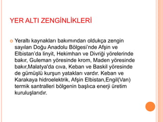 SANAYİYalnızca büyük kentler (Malatya, Erzurum, Van, Elazığ) çevresinde kurulan sanayilerin başlıcaları pamuklu dokuma, iplik, şeker, süttozu, un, peynir, yem, sigara ve çimento fabrikaları ile et kombinalarıdır.