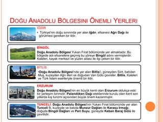 Doğu Anadolu Bölgesini Önemli Yerleri