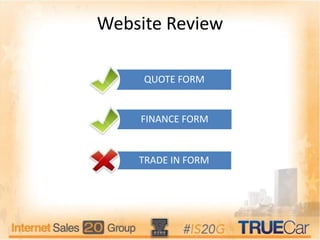 Website Review
QUOTE FORM
FINANCE FORM
TRADE IN FORM
 
