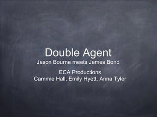 Double Agent

Jason Bourne meets James Bond
ECA Productions
Cammie Hall, Emily Hyett, Anna Tyler

 