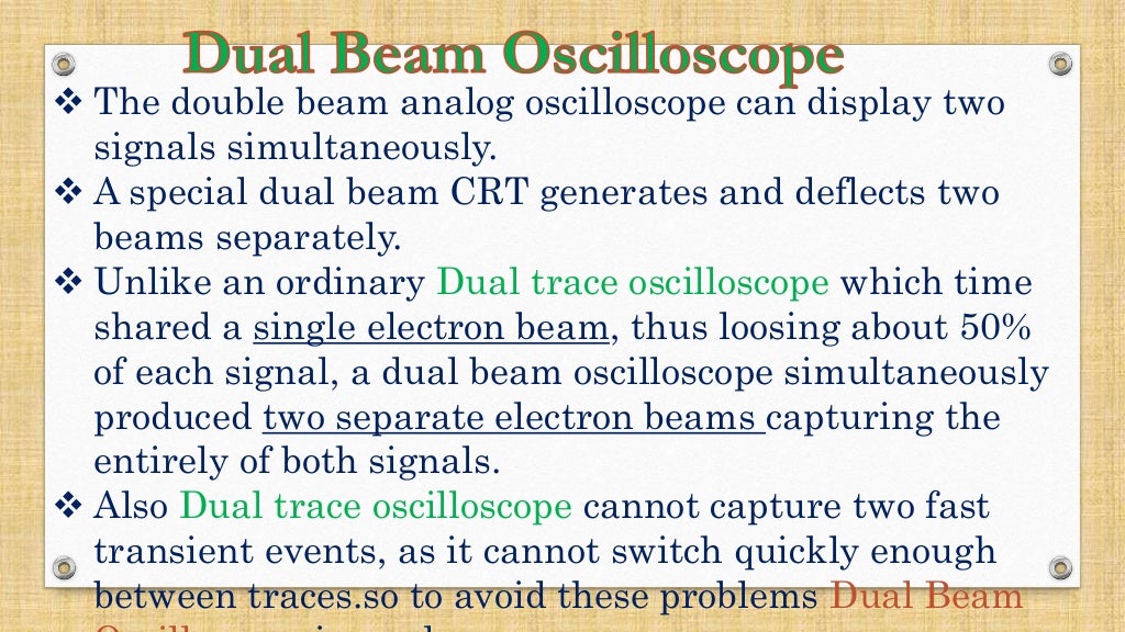 Double beam oscilloscope