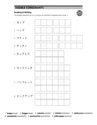 Double consonants in Katakana