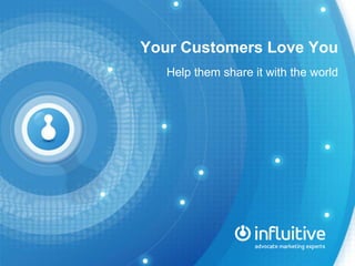 Page 30
© 2013 Marketo, Inc. Marketo Proprietary and Confidential
Your Customers Love You
Help them share it with the world
 