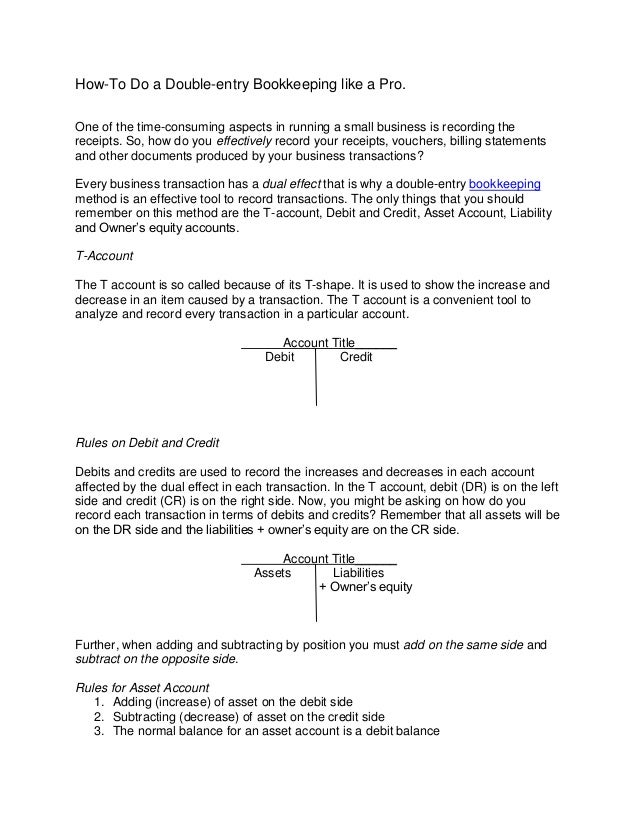 how to do a double entry bookkeeping like a pro how to do t accounts