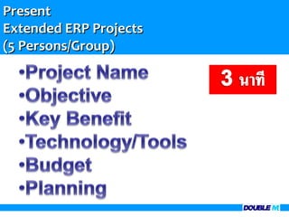 Present
Extended ERP Projects
(5 Persons/Group)
 