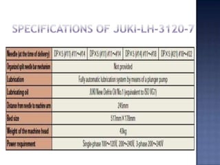 Specifications of juki-lh-3120-7