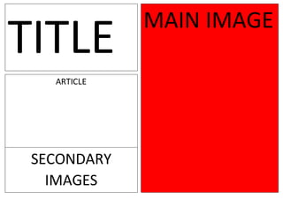 MAIN IMAGE
TITLE
ARTICLE
SECONDARY
IMAGES
 