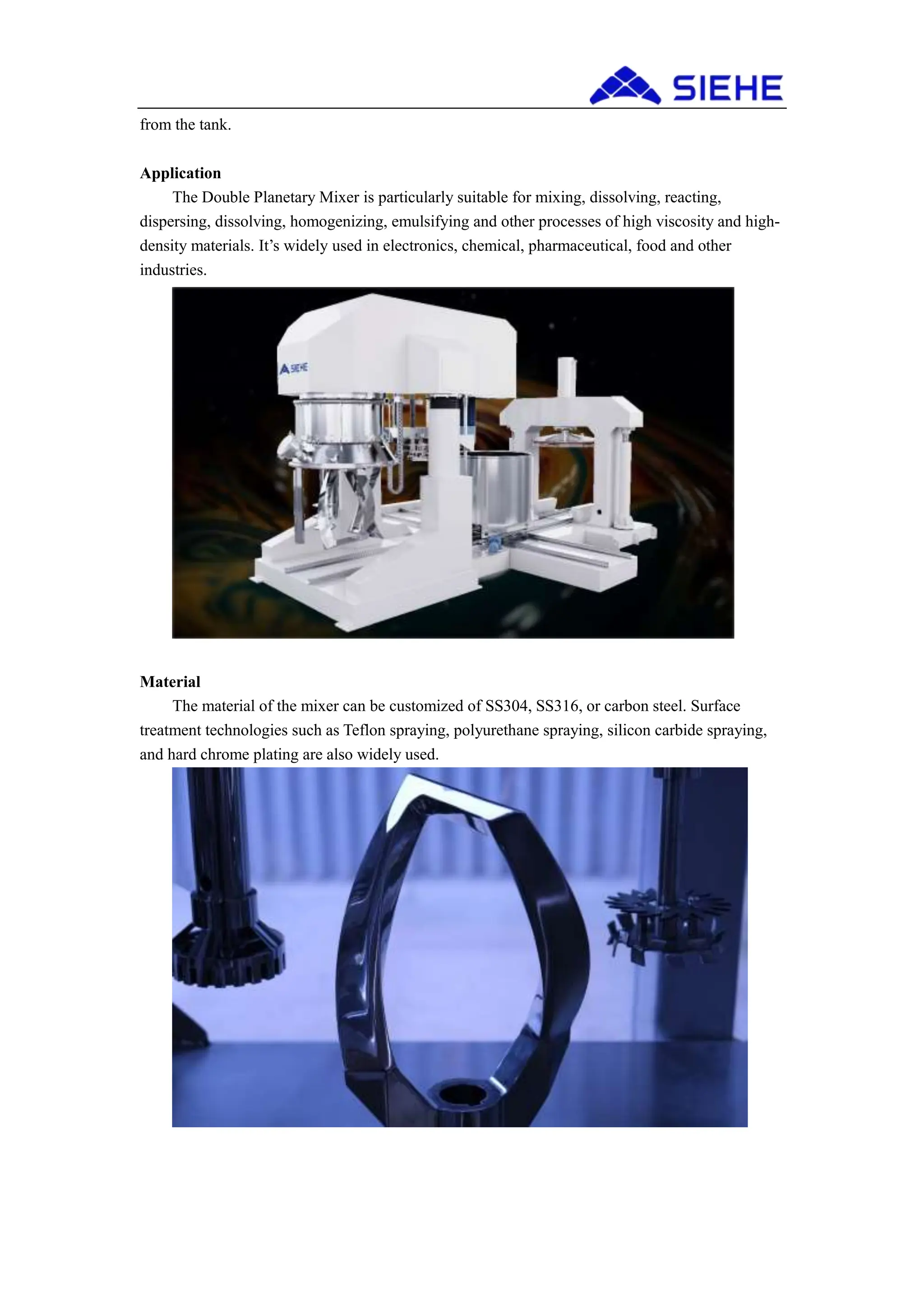 Double Planetary Mixer Introduction | DOCX