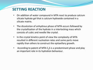 Mta Rsetting Reaction Double seal in endodontics and conservative dentistry | PDF