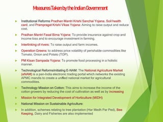 MeasuresTakenbytheIndianGovernment
 Institutional Reforms Pradhan Mantri Krishi Sanchai Yojana, Soil health
card, and Pra...