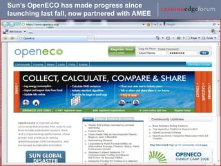 Sun’s OpenECO has made progress since  launching last fall, now partnered with AMEE 