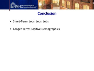 Conclusion
• Short-Term: Jobs, Jobs, Jobs

• Longer Term: Positive Demographics
 