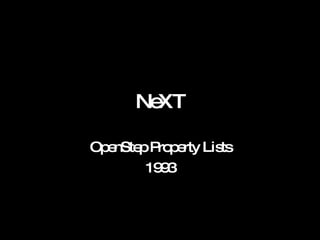 NeXT OpenStep Property Lists 1993 