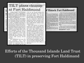 Efforts of the Thousand Islands Land Trust (TILT) in preserving Fort Haldimand  