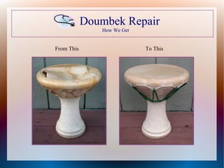 Doumbek Repair
How We Get
From This To This
 