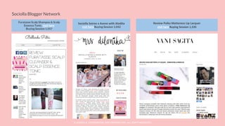 © SOCIOLLA. CONFIDENTIAL AND PROPRIETARY. ALL RIGHT RESERVED
Sociolla Blogger Network
Furatasse Scalp Shampoo & Scalp
Essence Tonic. visit here
Buying Session 1.557
Review Polka Matteness Lip Lacquer
visit here Buying Session 1,535
Sociolla Soiree x Avene with Alodita
visit here Buying Session 1,042
 